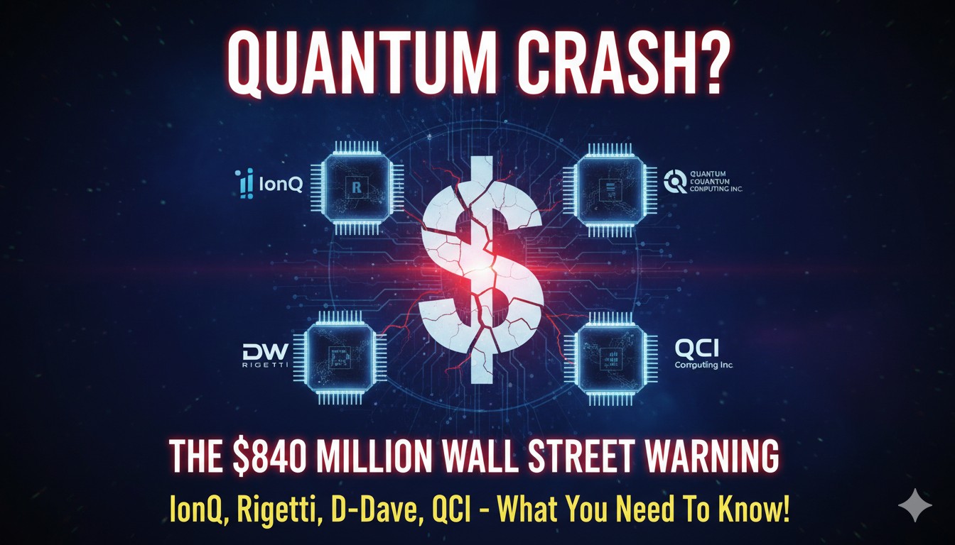 Quantum computing stock charts with warning signals.