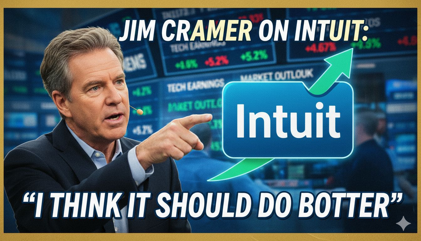 Jim Cramer on screen discussing Intuit stock performance