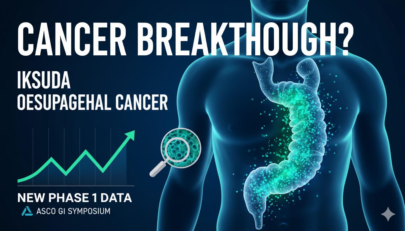 Conceptual illustration of antibody-drug conjugate targeting HER2-positive cancer cells in the esophagus