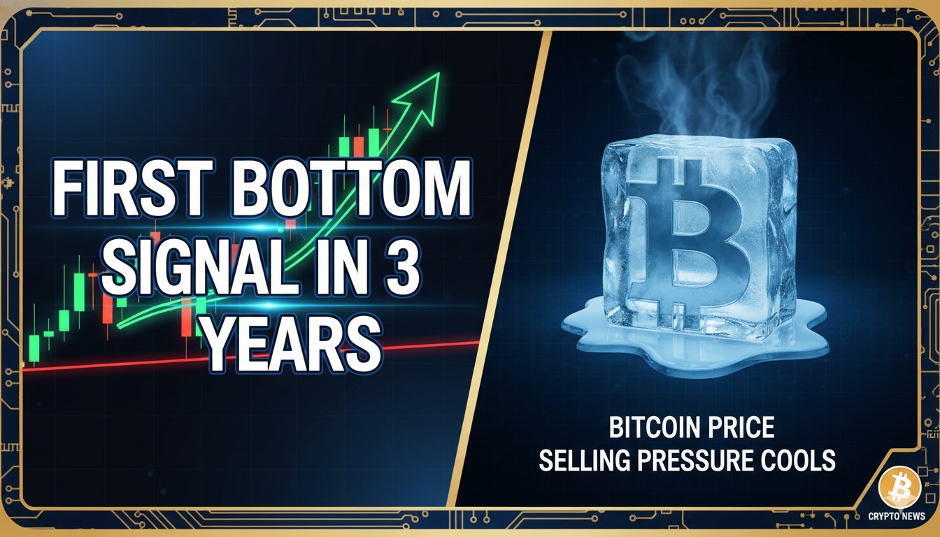 Bitcoin price chart showing stabilization around $69,000 with bottoming indicators and cooling selling pressure in February 2026