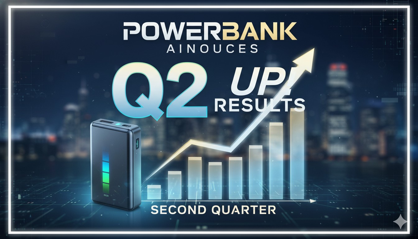 PowerBank Corporation logo with solar panels and battery storage systems in background representing Q2 2026 financial results announcement