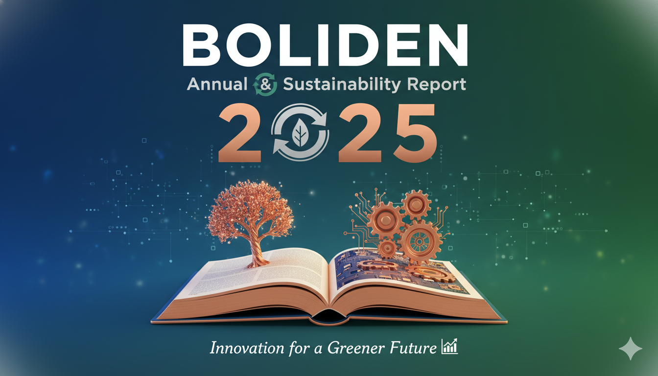 Aerial view of Boliden mining operations with open-pit mine and processing facilities under clear sky