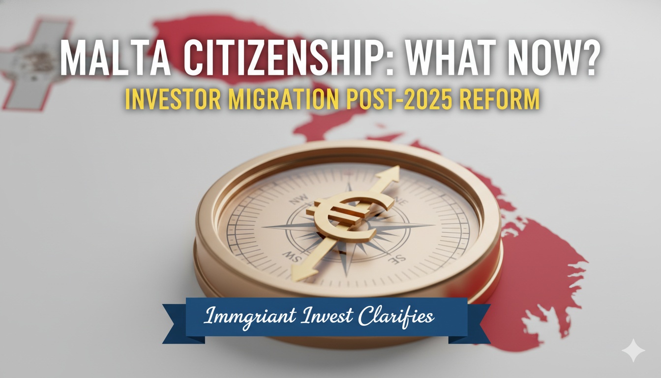 Aerial view of Valletta harbor in Malta with historic fortifications and modern yachts, symbolizing the country's evolving investor migration landscape post-2025 reform.